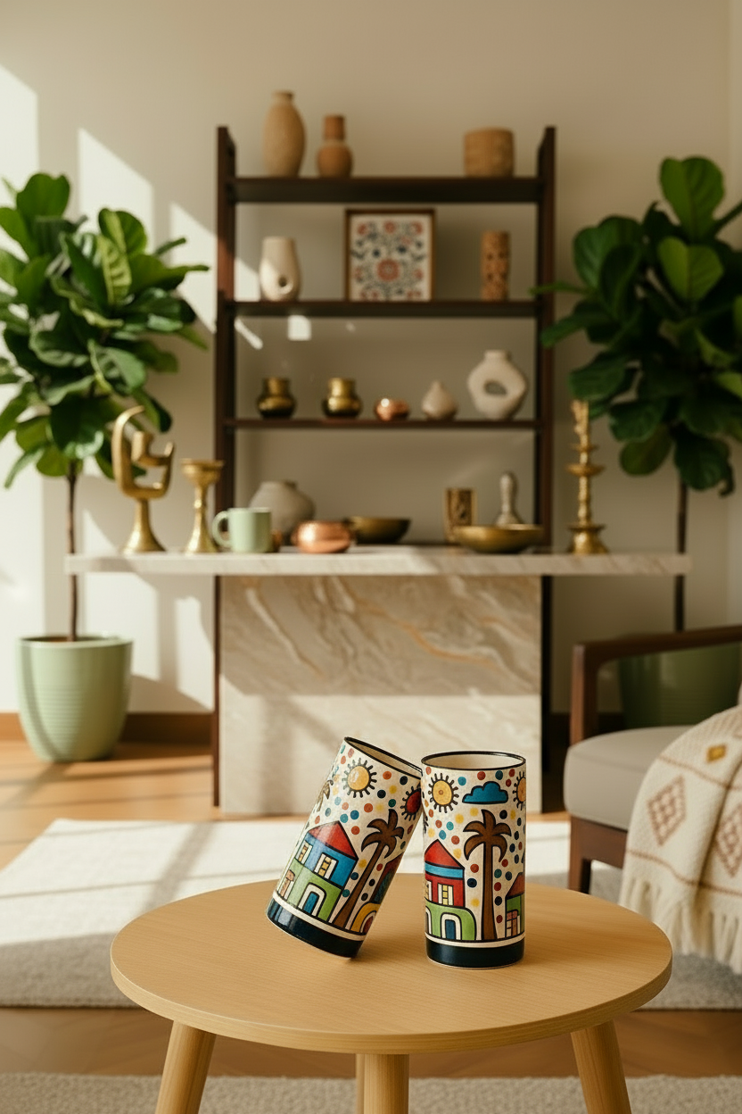 Handcrafted Glass Set | Artistic Drinking Glasses for Home, Guests & Premium Gifting