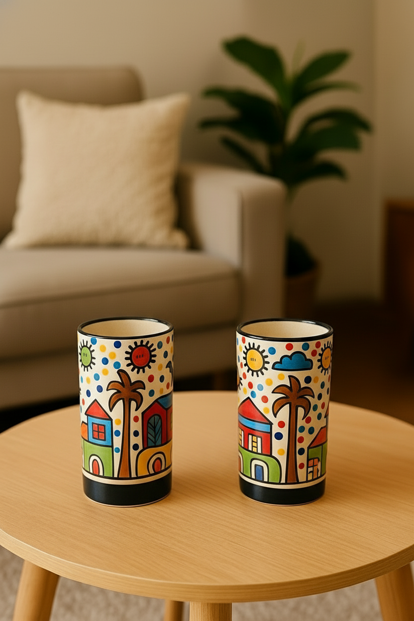 Handcrafted Glass Set | Artistic Drinking Glasses for Home, Guests & Premium Gifting