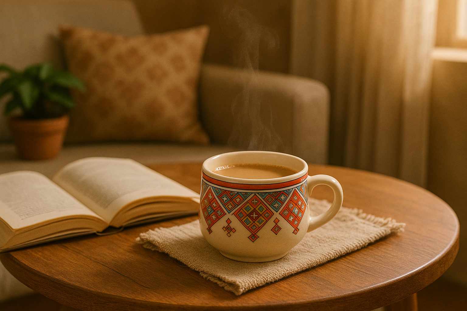 Hand-Painted Indian Ceramic Tea Set – 1 Kettle & 6 Cups | Ethnic Chai Set for Home & Gifting