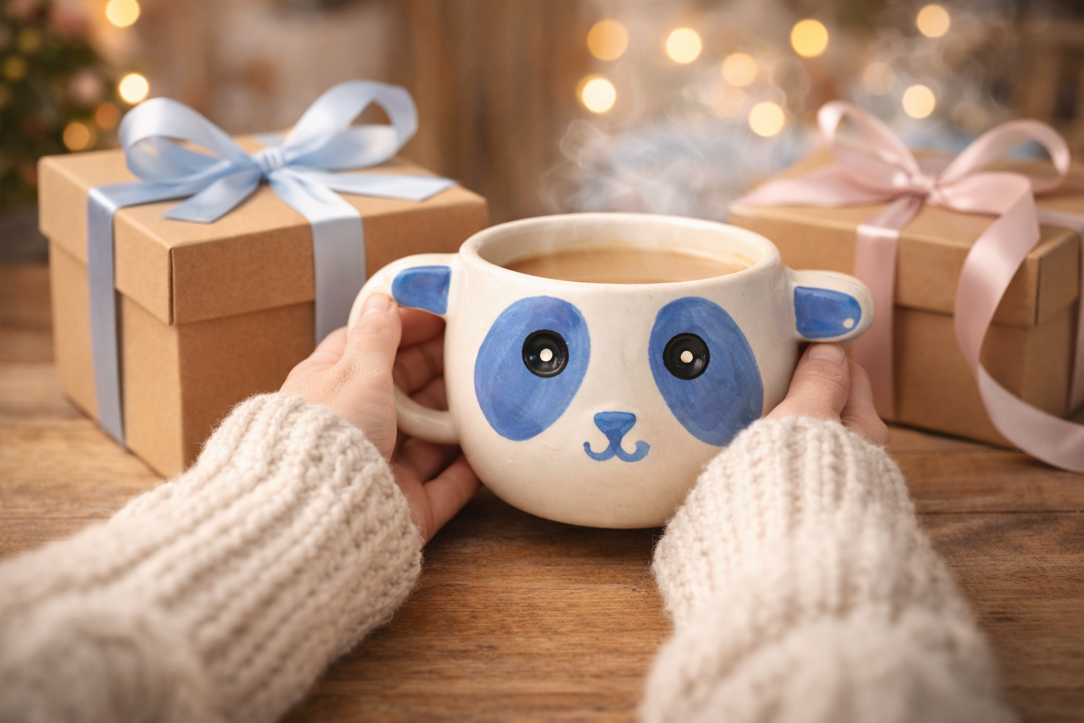 Blue Panda Mug (Droopy Eyes Edition) | Cute Handcrafted Ceramic Mug for Chai & Coffee by GupShupCups