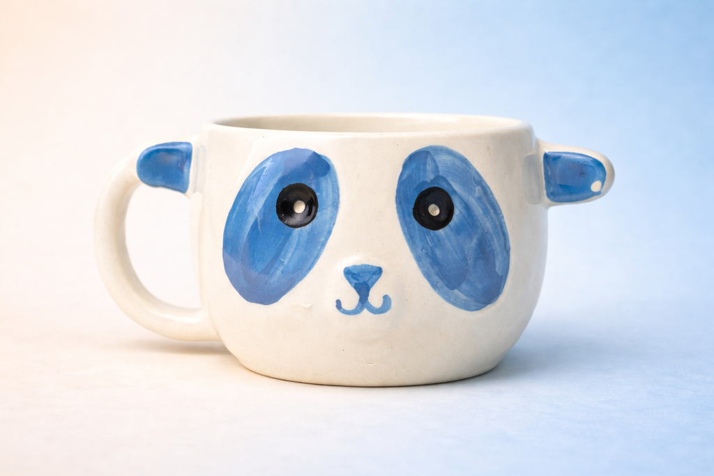 Blue Panda Mug (Droopy Eyes Edition) | Cute Handcrafted Ceramic Mug for Chai & Coffee by GupShupCups