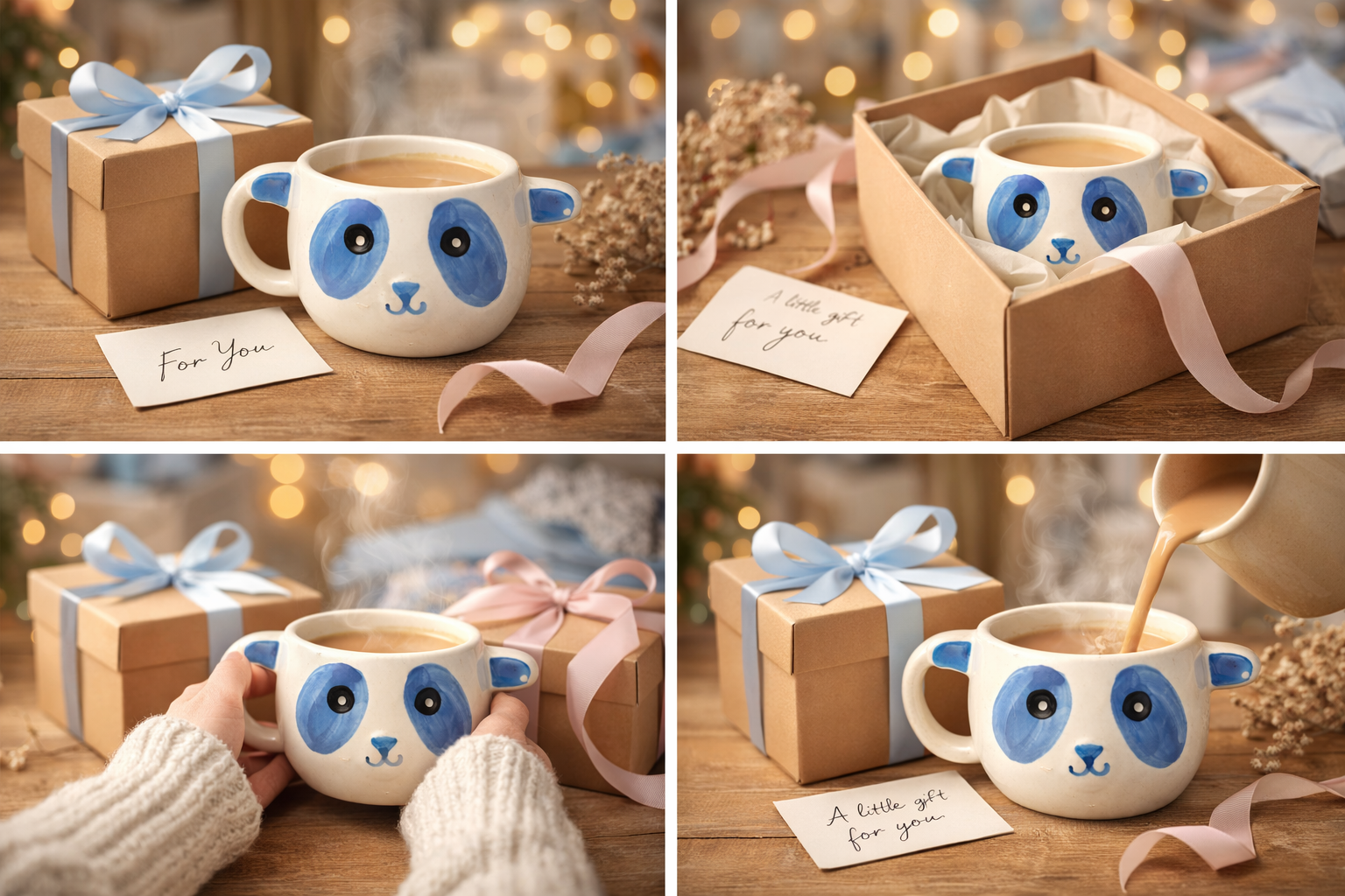 Blue Panda Mug (Droopy Eyes Edition) | Cute Handcrafted Ceramic Mug for Chai & Coffee by GupShupCups