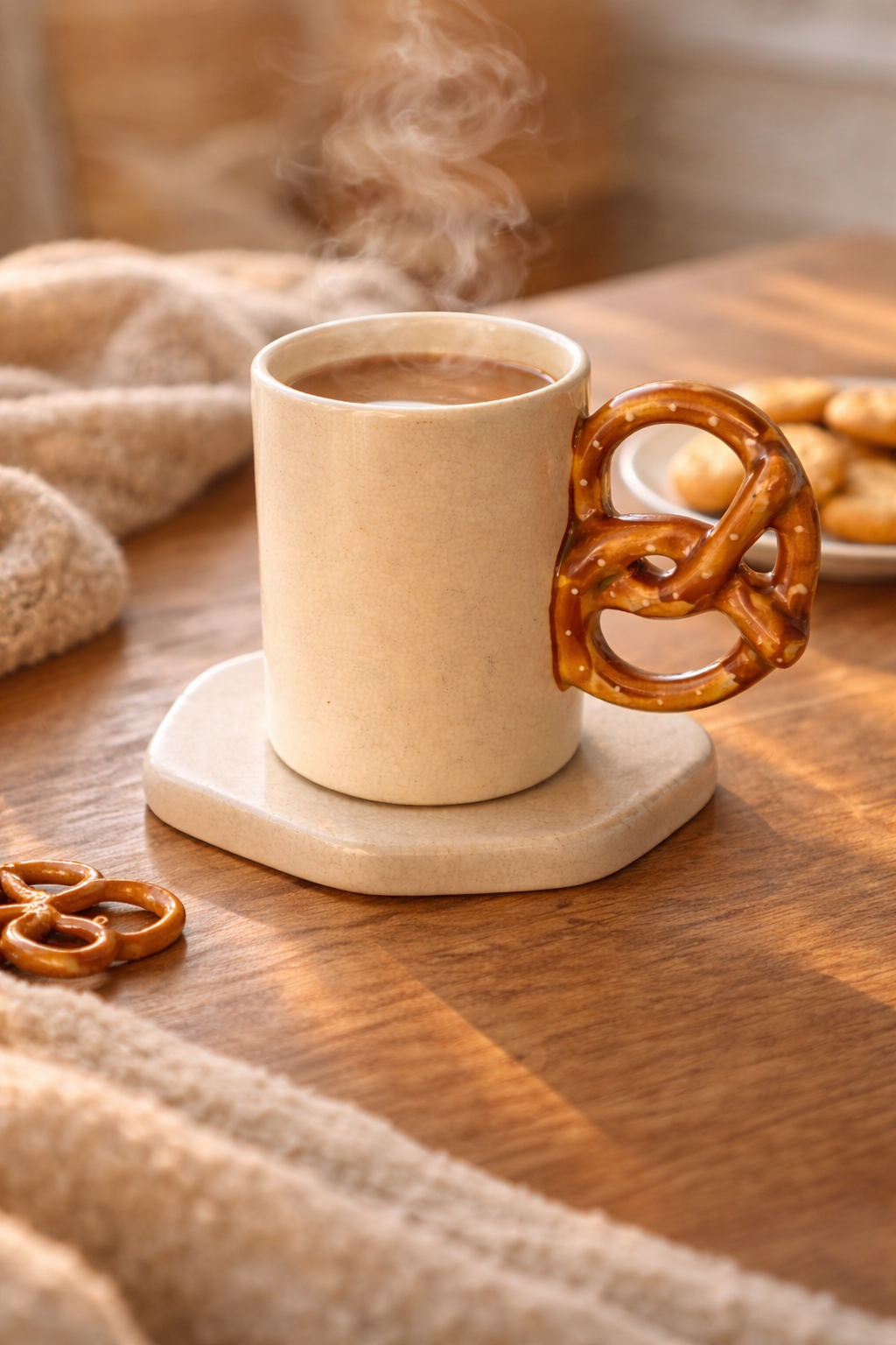 Pretzel Churro Ceramic Mug — GupShupCups Quirky Handle Mug for Coffee and Tea