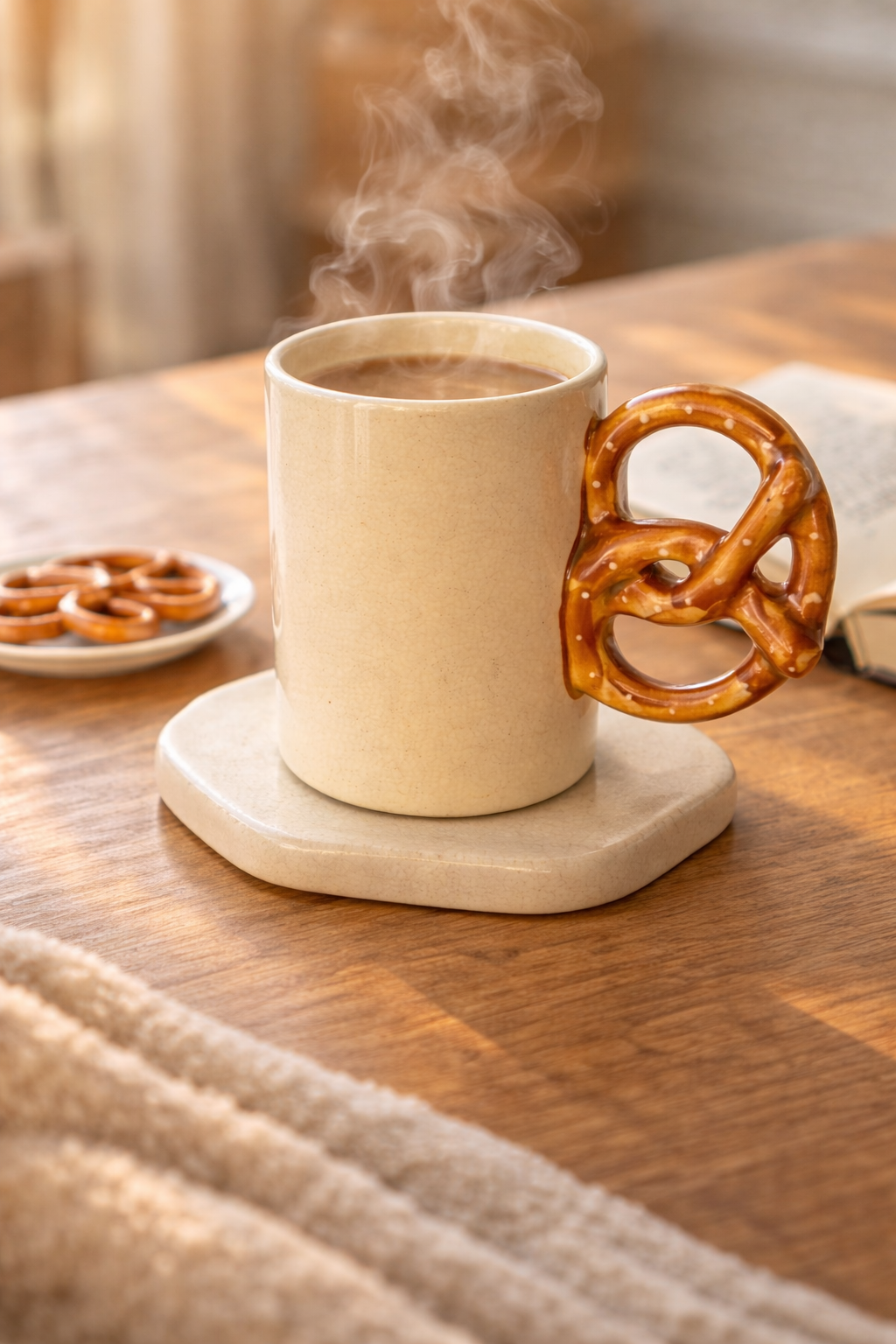 Pretzel Churro Ceramic Mug — GupShupCups Quirky Handle Mug for Coffee and Tea
