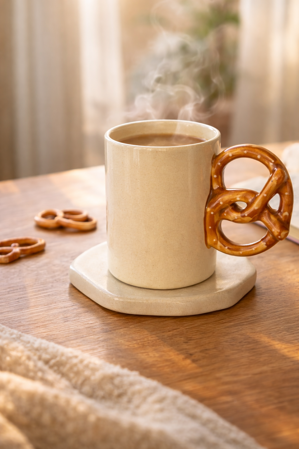 Pretzel Churro Ceramic Mug — GupShupCups Quirky Handle Mug for Coffee and Tea