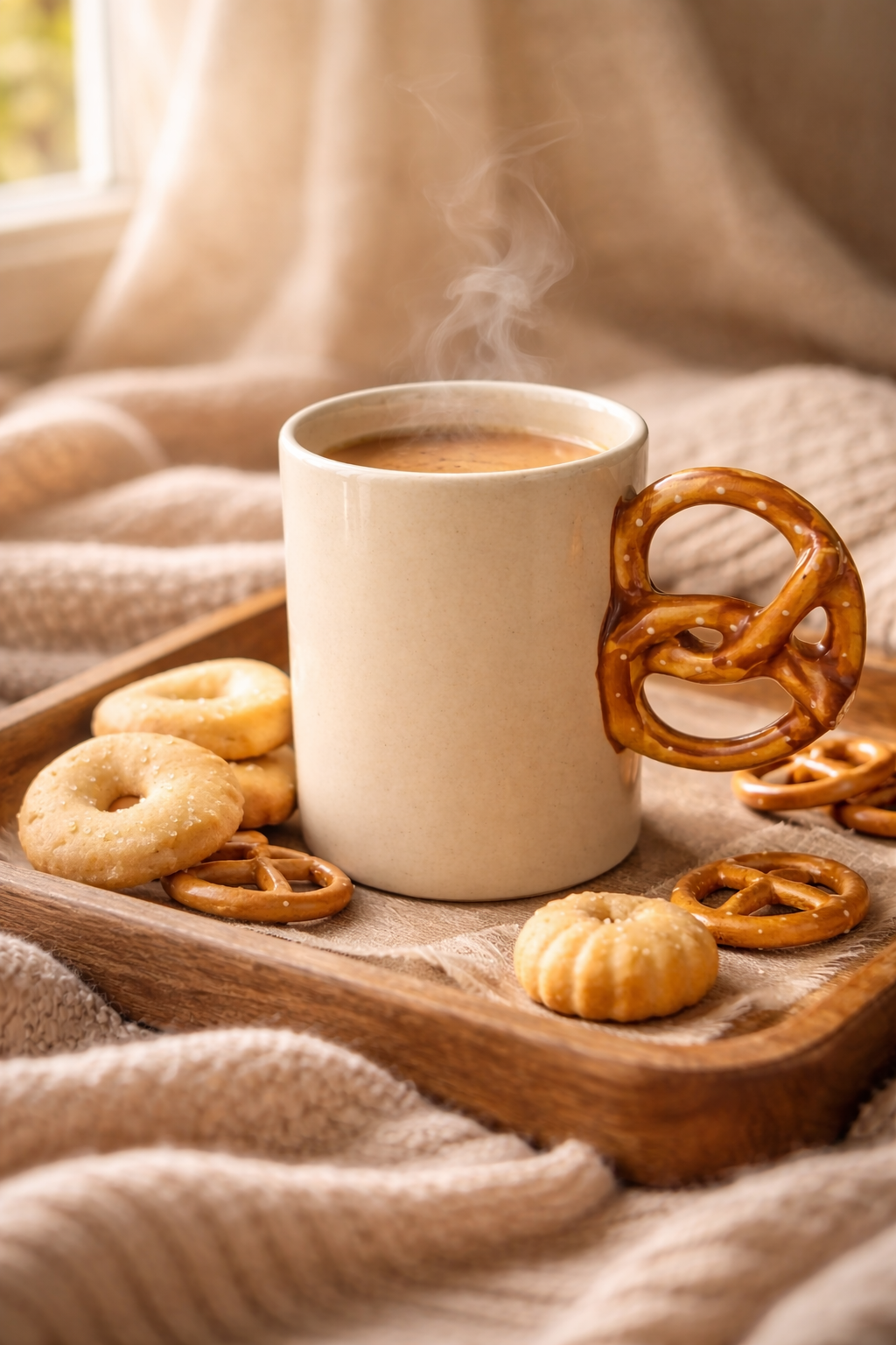 Pretzel Churro Ceramic Mug — GupShupCups Quirky Handle Mug for Coffee and Tea