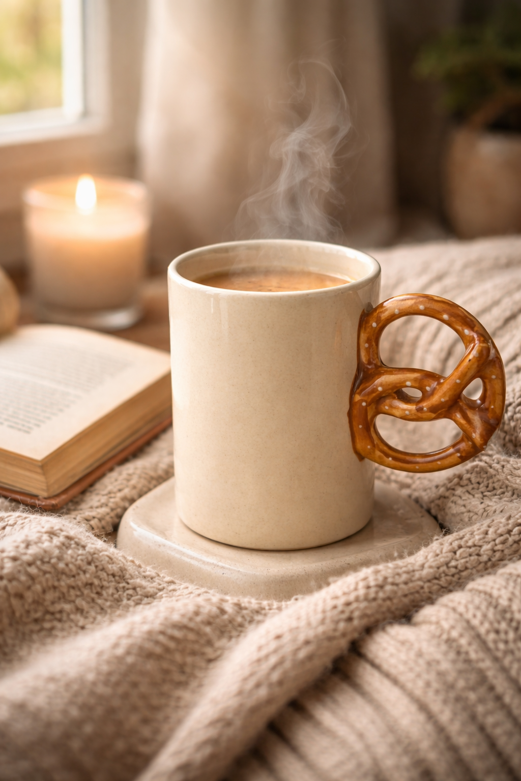 Pretzel Churro Ceramic Mug — GupShupCups Quirky Handle Mug for Coffee and Tea