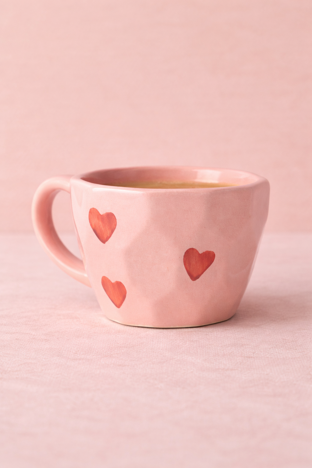 Heart Mug | Handcrafted Blush Ceramic Mug with Heart Design by GupShupCups