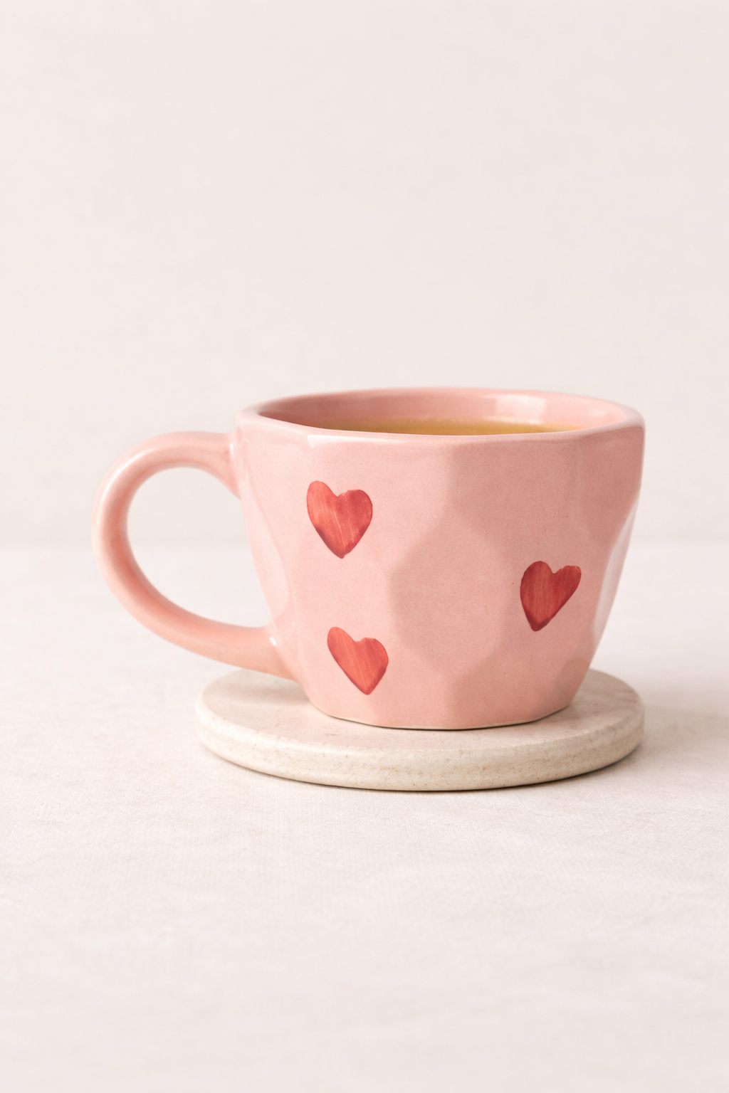 Heart Mug | Handcrafted Blush Ceramic Mug with Heart Design by GupShupCups