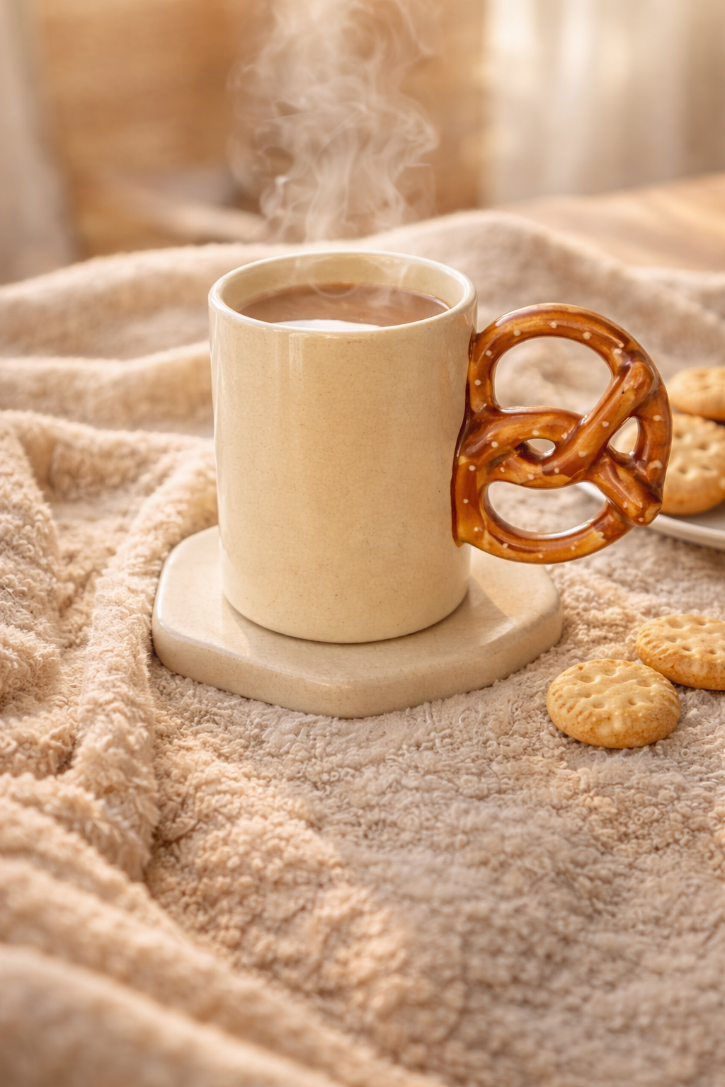 Pretzel Churro Ceramic Mug — GupShupCups Quirky Handle Mug for Coffee and Tea