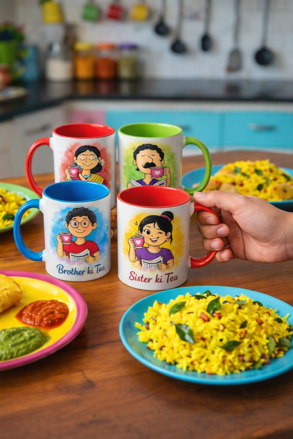 Family Mug Set of 4 – Ceramic Family Gift Set | Family Tea Mug India