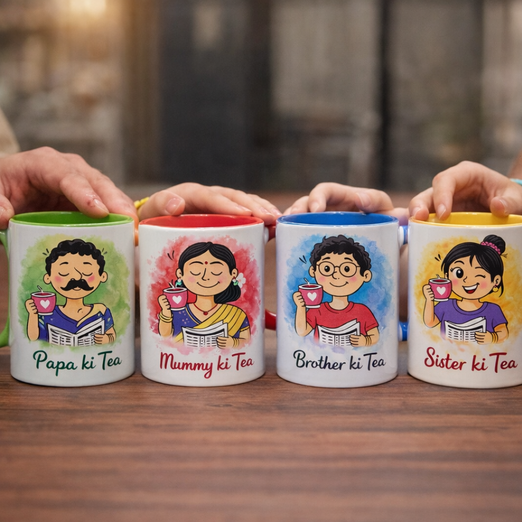 Family Mug Set of 4 – Ceramic Family Gift Set | Family Tea Mug India
