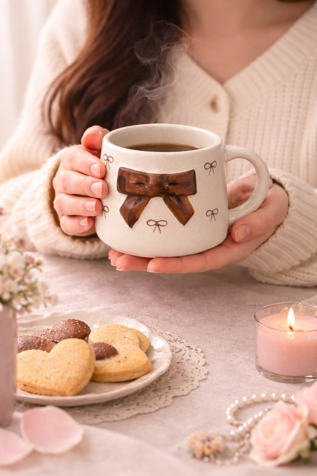 Bow Coffee Mug – Romantic Valentine Gift for Her & Him | Ceramic Mug - GupShupCups