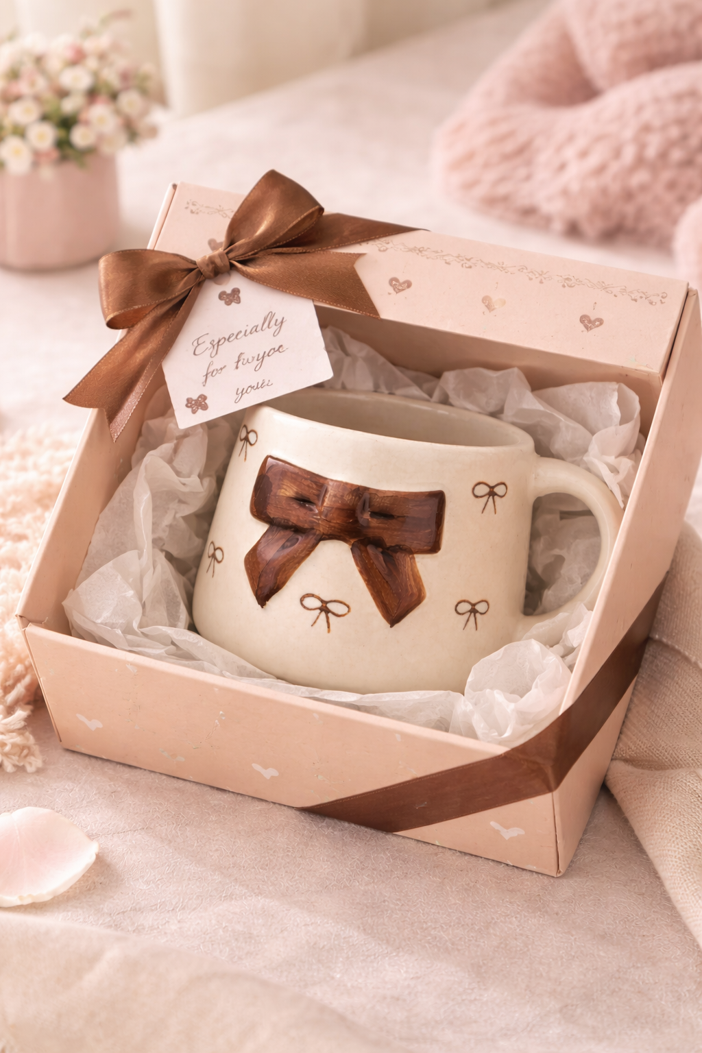 Bow Coffee Mug – Romantic Valentine Gift for Her & Him | Ceramic Mug - GupShupCups