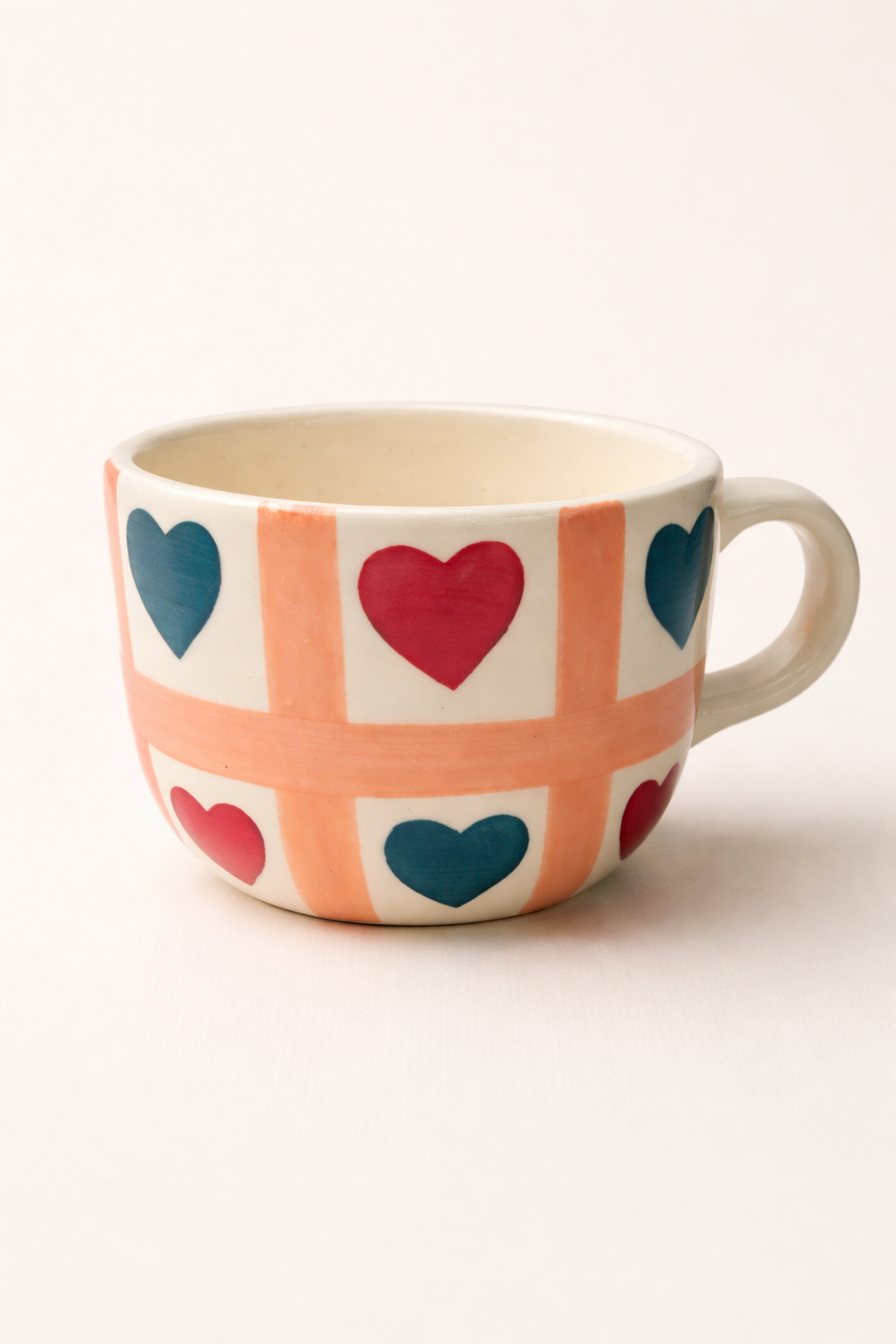 Heart Grid Coffee Mug – Romantic Valentine Gift for Her & Him | Ceramic Mug