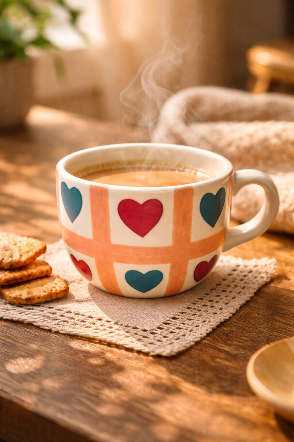 Heart Grid Coffee Mug – Romantic Valentine Gift for Her & Him | Ceramic Mug