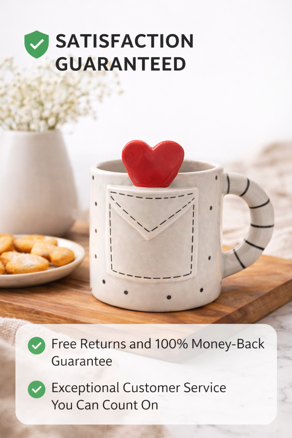 Handcrafted Ceramic Cute Coffee Mug - Love Letter Heart Mug – Romantic Gift for Her & Him