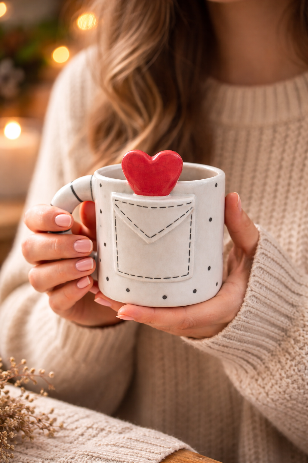 Handcrafted Ceramic Cute Coffee Mug - Love Letter Heart Mug – Romantic Gift for Her & Him