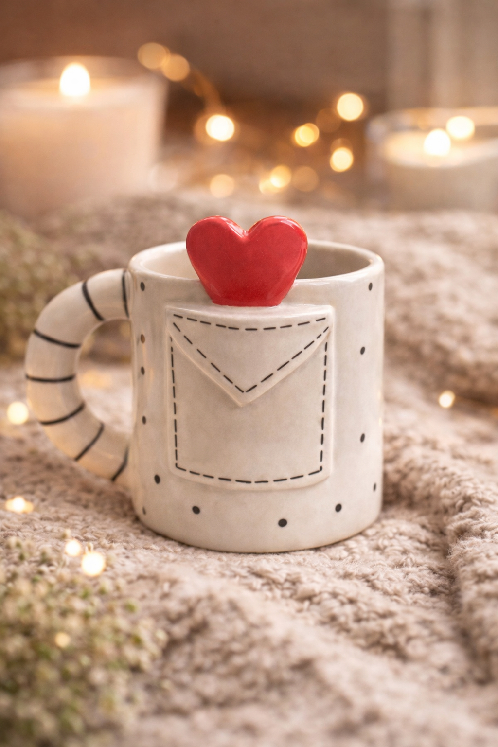 Handcrafted Ceramic Cute Coffee Mug - Love Letter Heart Mug – Romantic Gift for Her & Him