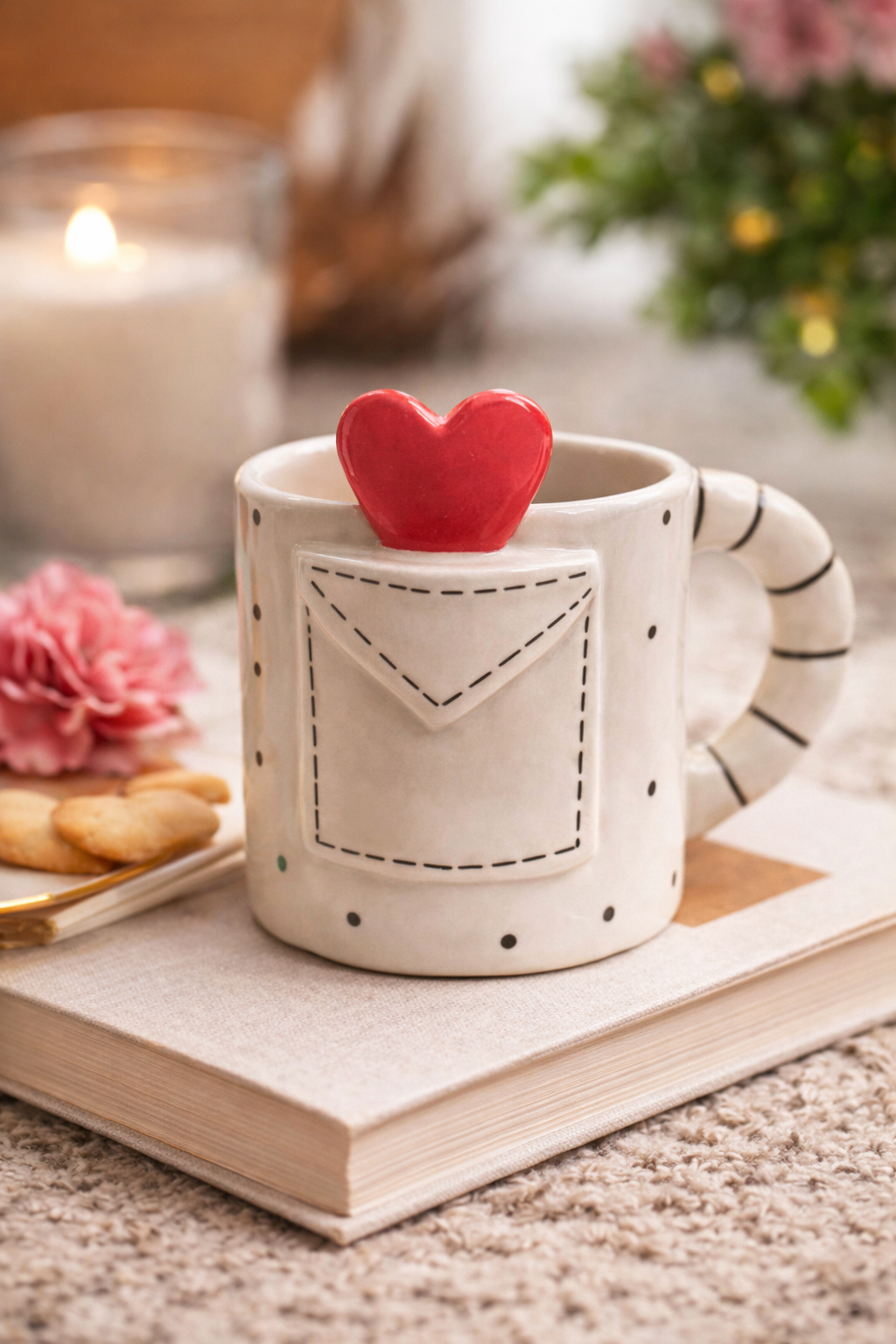 Handcrafted Ceramic Cute Coffee Mug - Love Letter Heart Mug – Romantic Gift for Her & Him