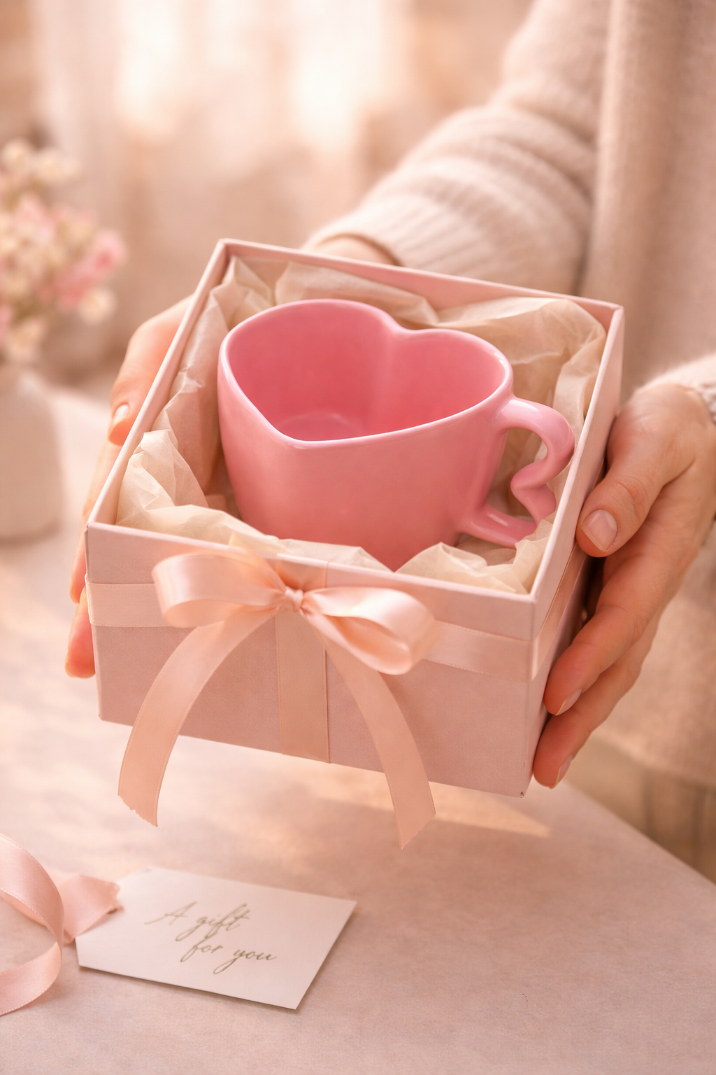 Valentine Blush Heart Mug | Romantic Heart-Shaped Ceramic Mug for Gifting – GupShupCups