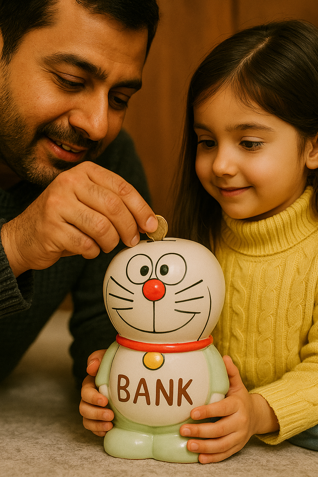 Papa’s Gift of Savings – Reusable Doraemon Ceramic Piggy Bank for Kids 💙