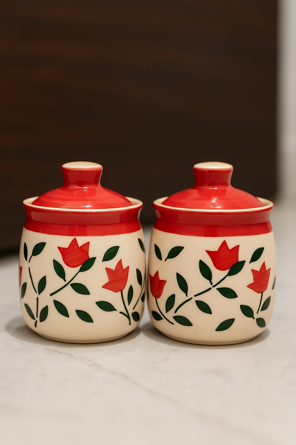 Desi Mitti Handcrafted Mini Barni Set – Ceramic Chutney & Masala Jars (Set of 4)
