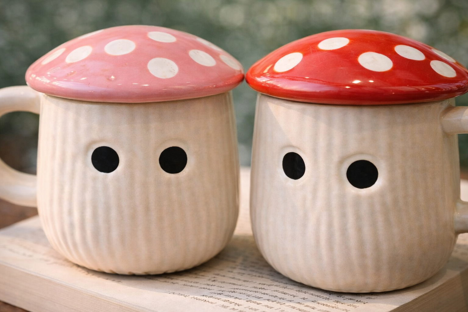 Mushroom Mug Set of 2 – Cute Ceramic Coffee & Tea Mugs for Gifting