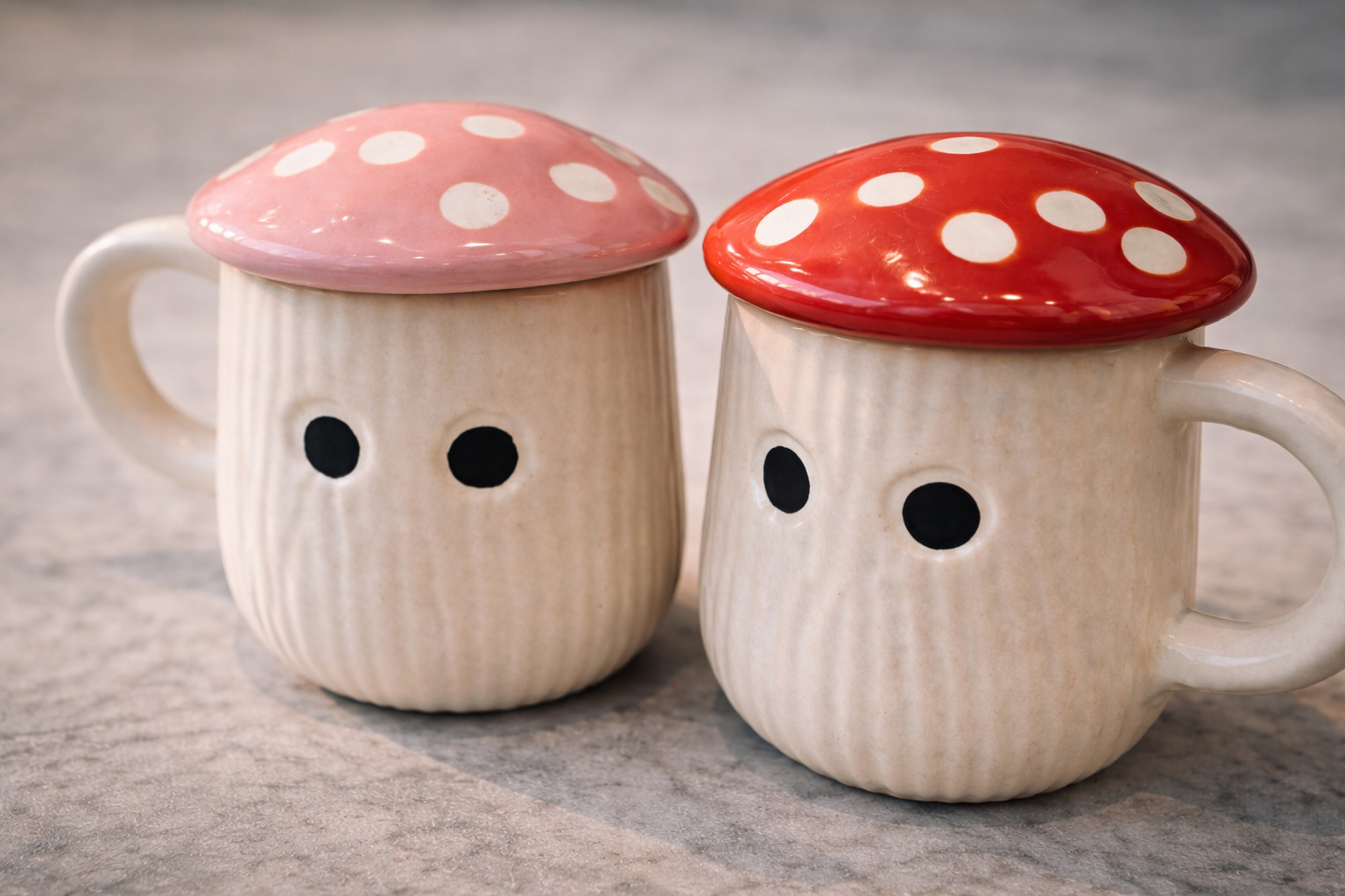 Mushroom Mug Set of 2 – Cute Ceramic Coffee & Tea Mugs for Gifting