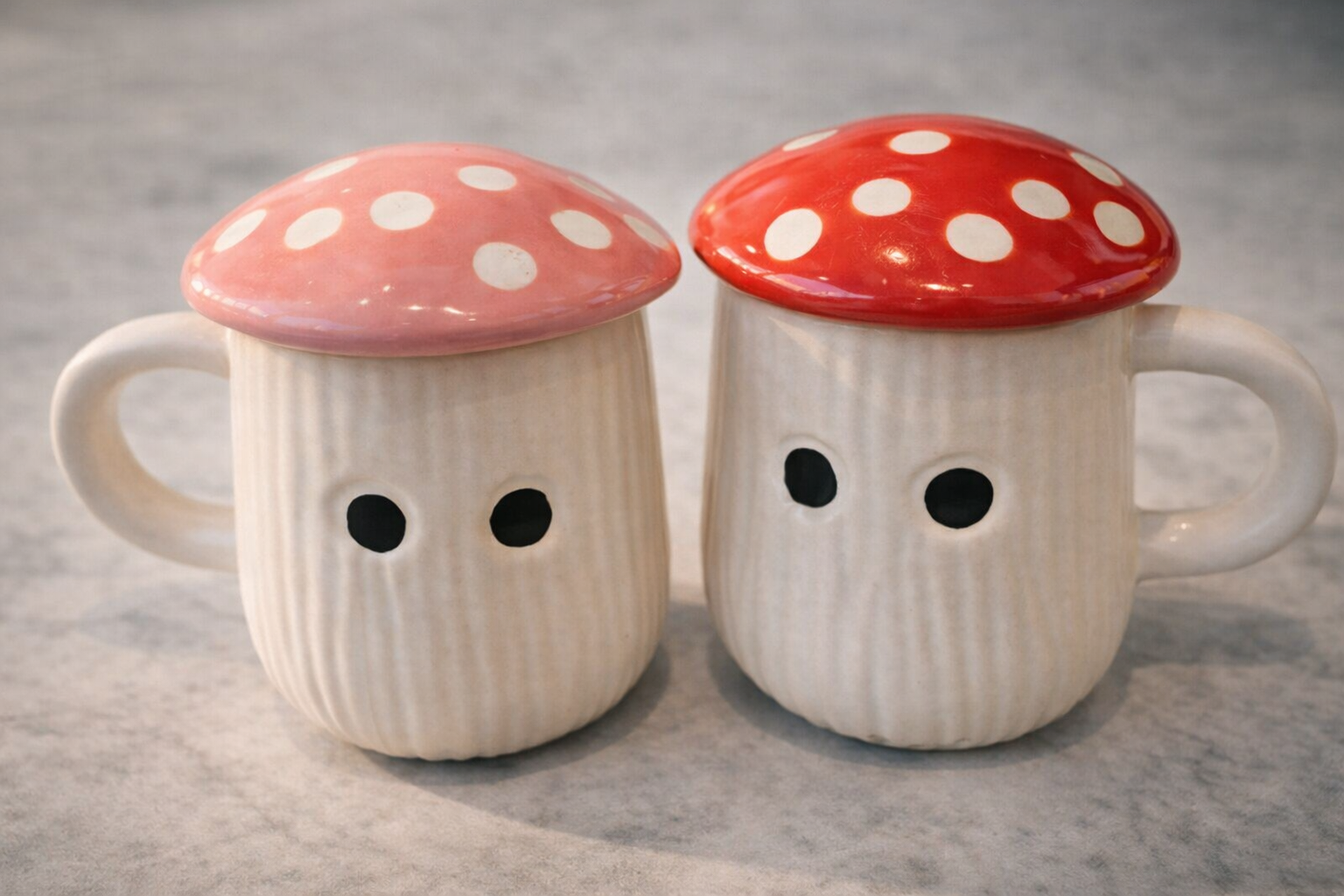 Mushroom Mug Set of 2 – Cute Ceramic Coffee & Tea Mugs for Gifting