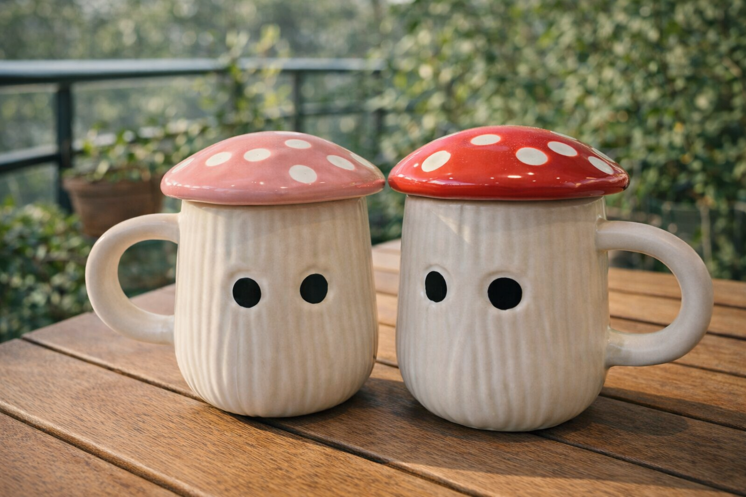 Mushroom Mug Set of 2 – Cute Ceramic Coffee & Tea Mugs for Gifting