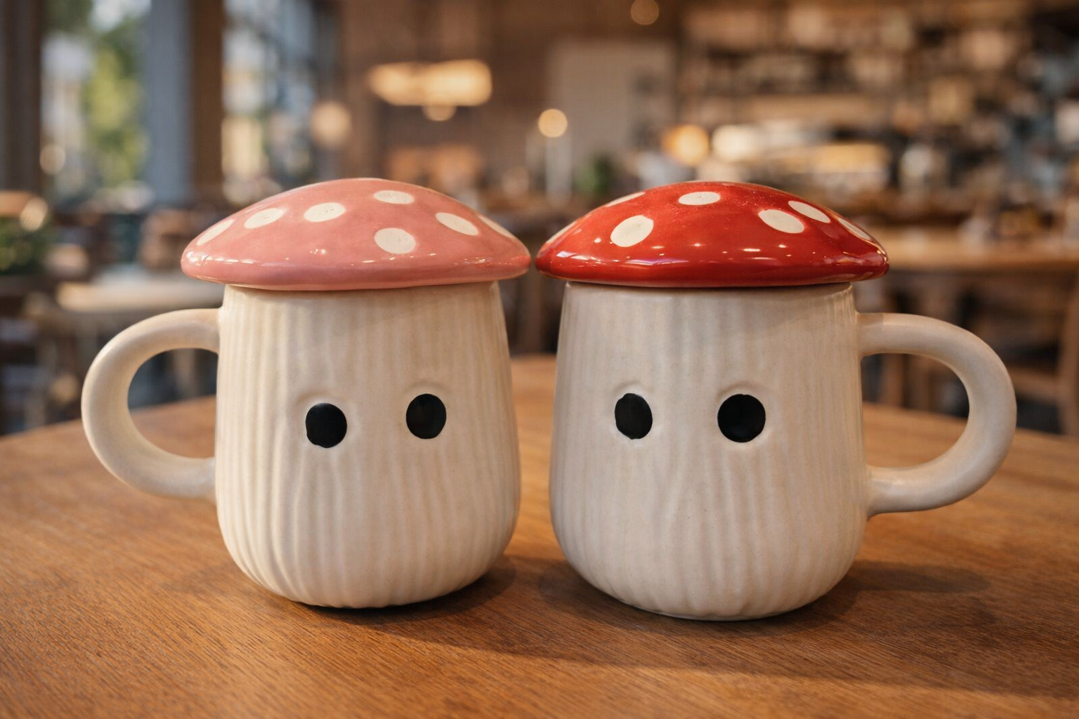 Mushroom Mug Set of 2 – Cute Ceramic Coffee & Tea Mugs for Gifting