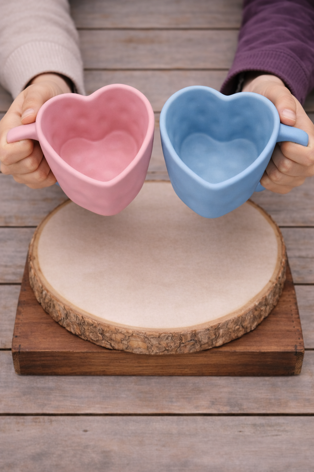 Heart Mug Set of 2 – Cute Ceramic Heart Shape Coffee Mugs for Couples & Gifting