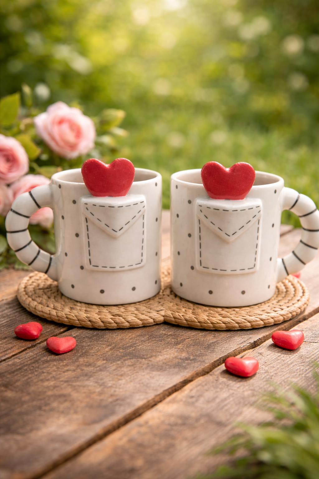 Love Letter Heart Mug Set of 2 – Cute Ceramic Coffee & Tea Mugs for Gifting