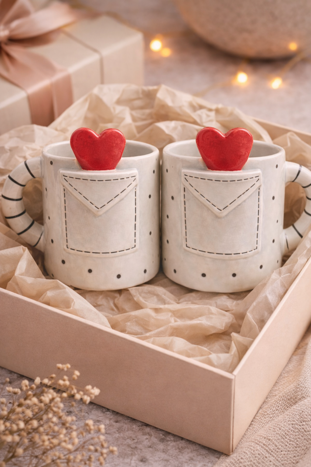 Love Letter Heart Mug Set of 2 – Cute Ceramic Coffee & Tea Mugs for Gifting