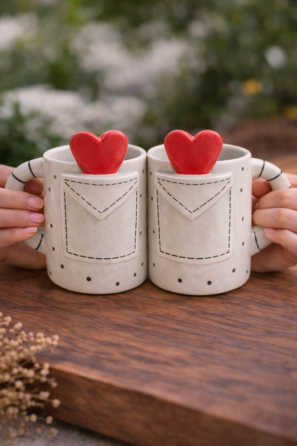 Love Letter Heart Mug Set of 2 – Cute Ceramic Coffee & Tea Mugs for Gifting