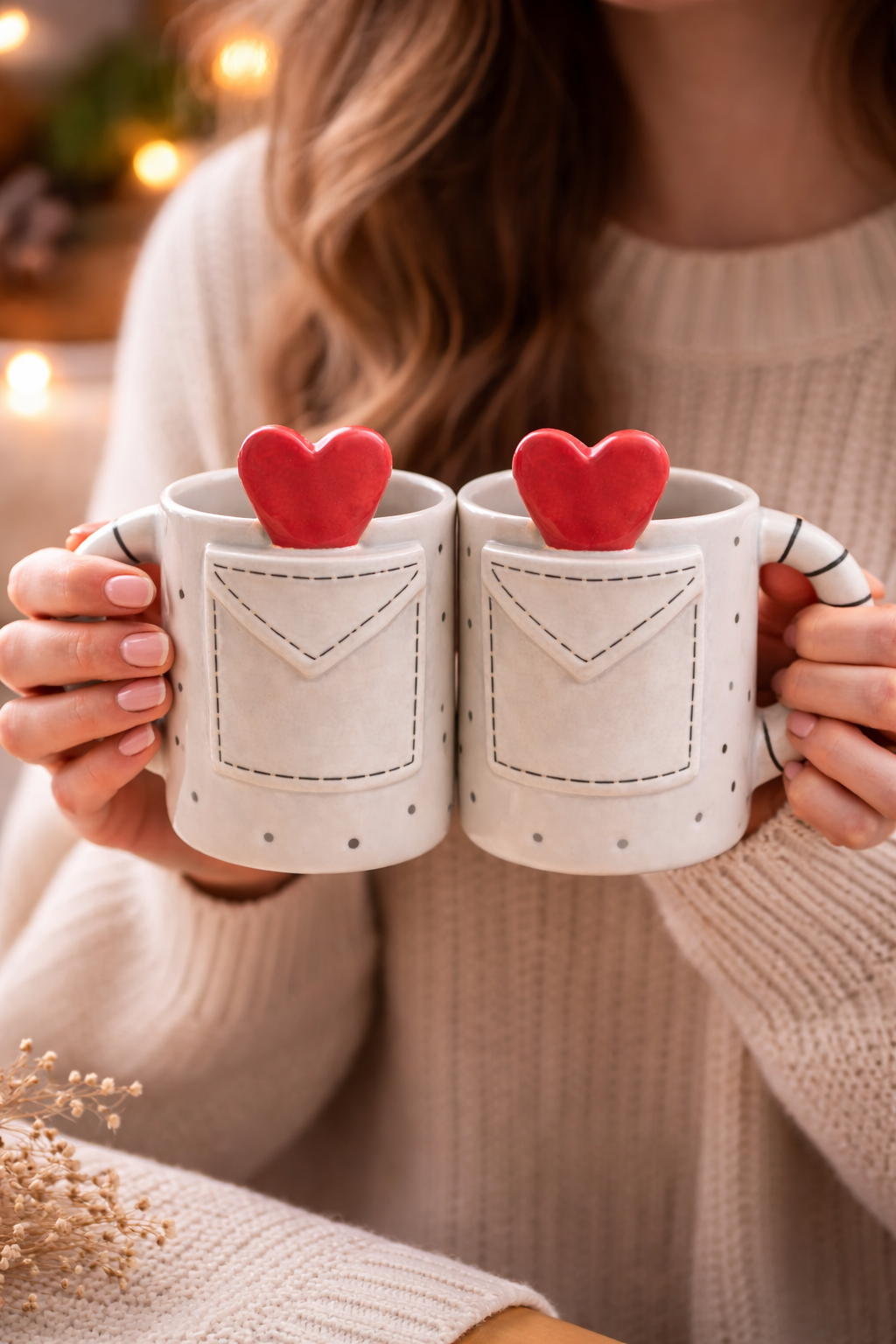 Love Letter Heart Mug Set of 2 – Cute Ceramic Coffee & Tea Mugs for Gifting
