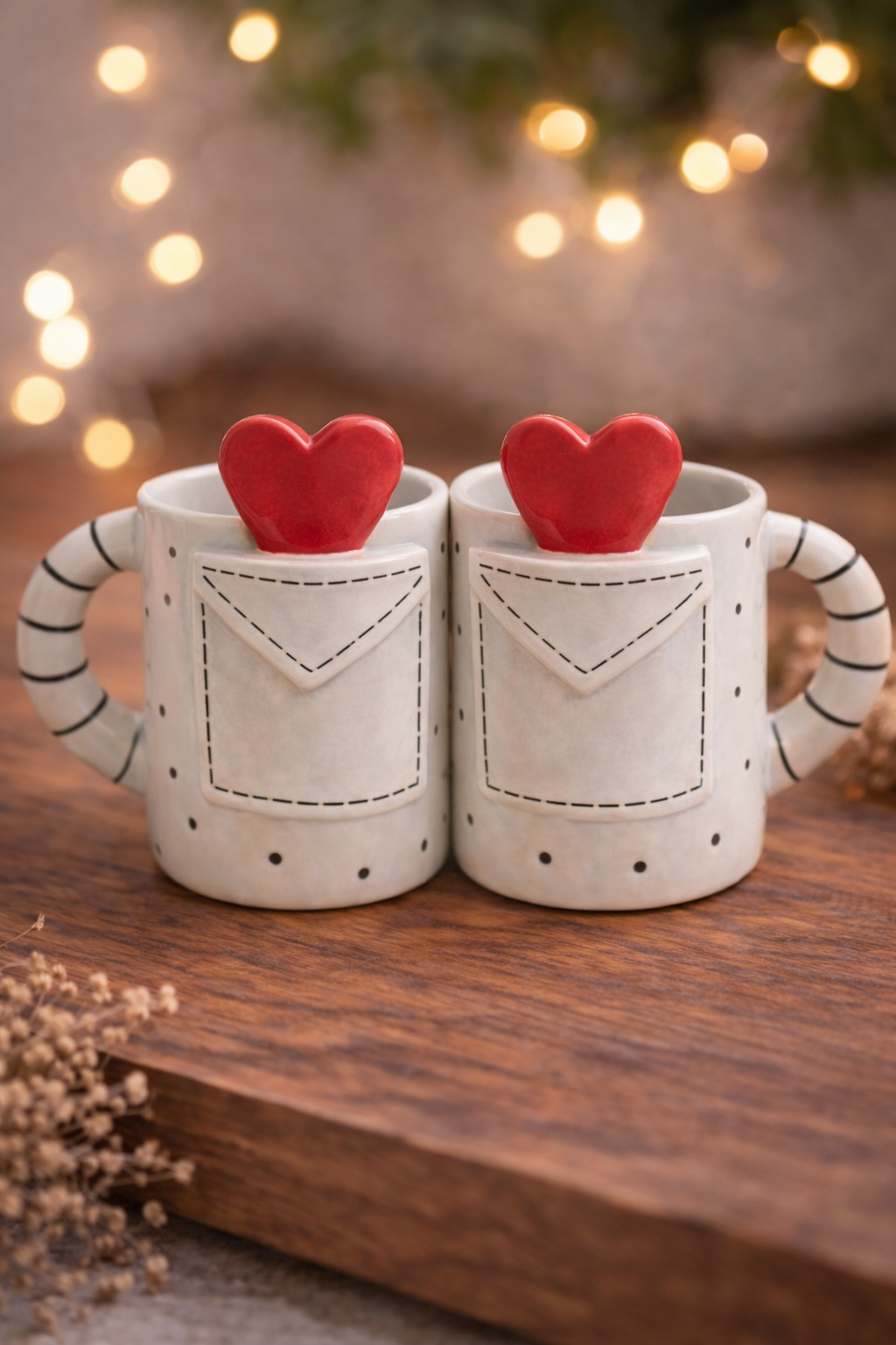 Love Letter Heart Mug Set of 2 – Cute Ceramic Coffee & Tea Mugs for Gifting