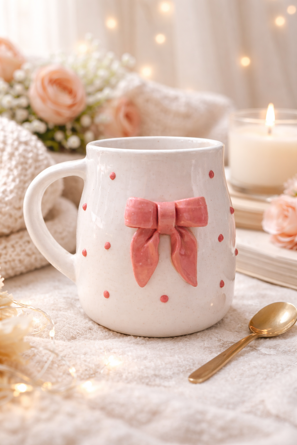 Pink Bow Mug – Cute Ceramic Tea & Coffee Mug for Gifting