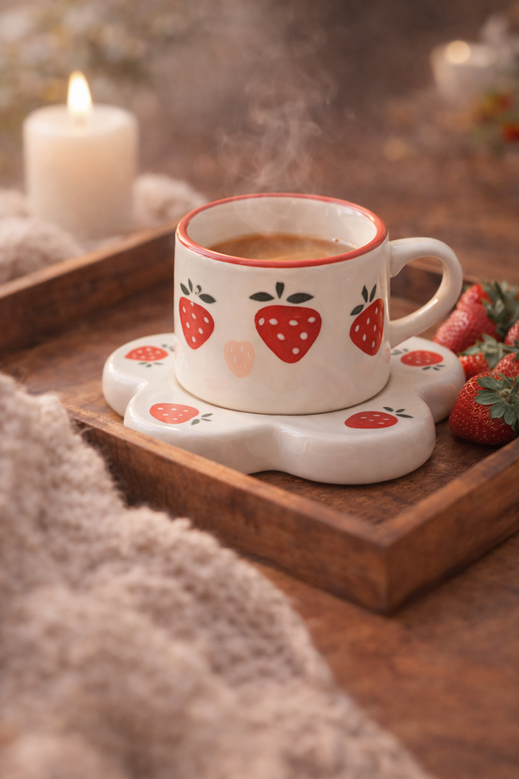 Strawberry Mug & Coaster Set | Cute Valentine Gift – GupShupCups