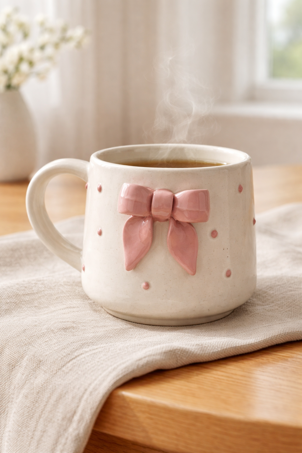 Pink Bow Mug – Cute Ceramic Tea & Coffee Mug for Gifting