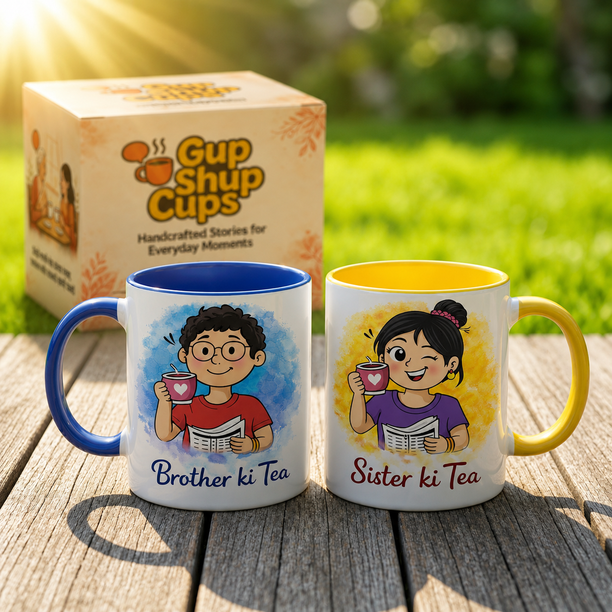 Brother Sister Mug Set with GupShupCups packaging