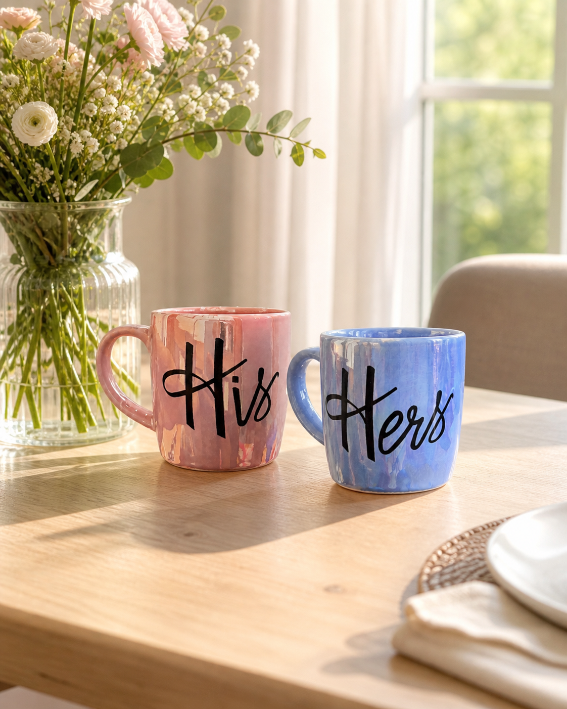 His & Hers Couple Mug Set – Ceramic Mug Set of 2