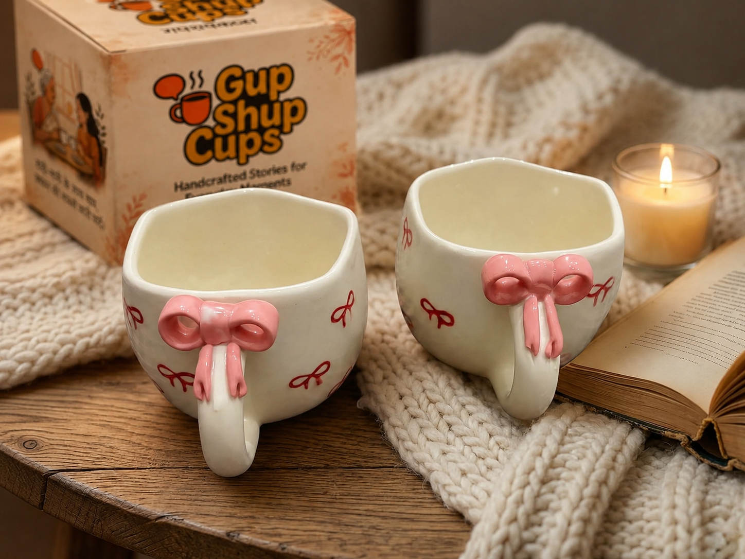 Bow Cup Set of 2 with GupShupCups packaging
