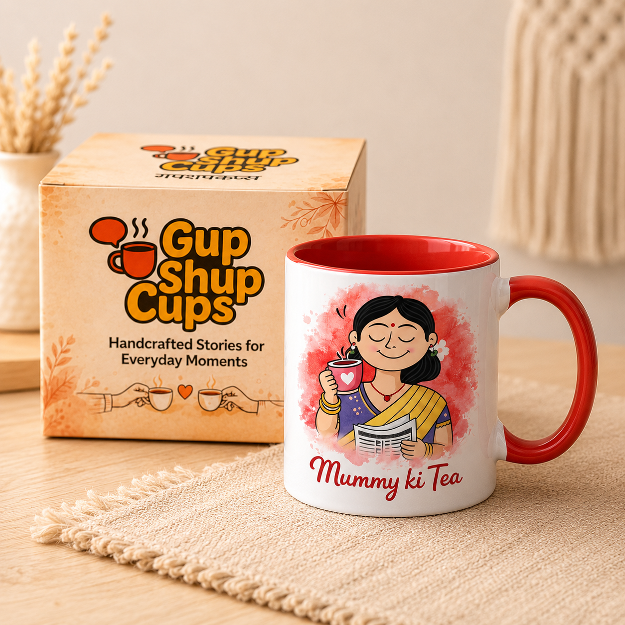 Mummy Ki Mug with GupShupCups packaging