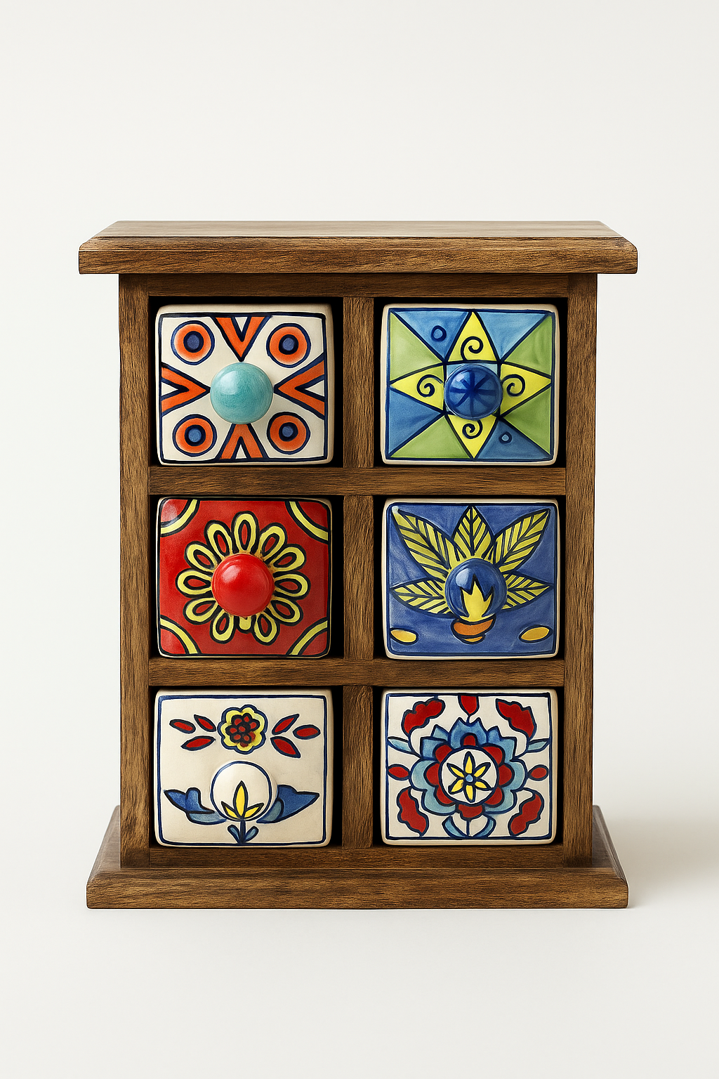 Wooden Ceramic Drawer Box | Handcrafted Storage Organizer for Spices, Jewellery & Home Decor