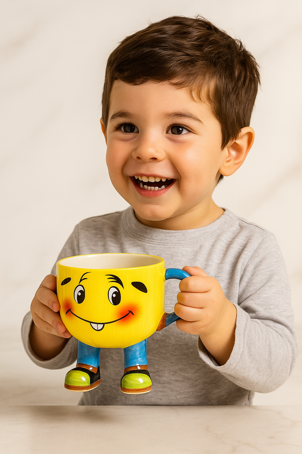 Happy Legs Ceramic Mug – Smiley Cup with Shoes