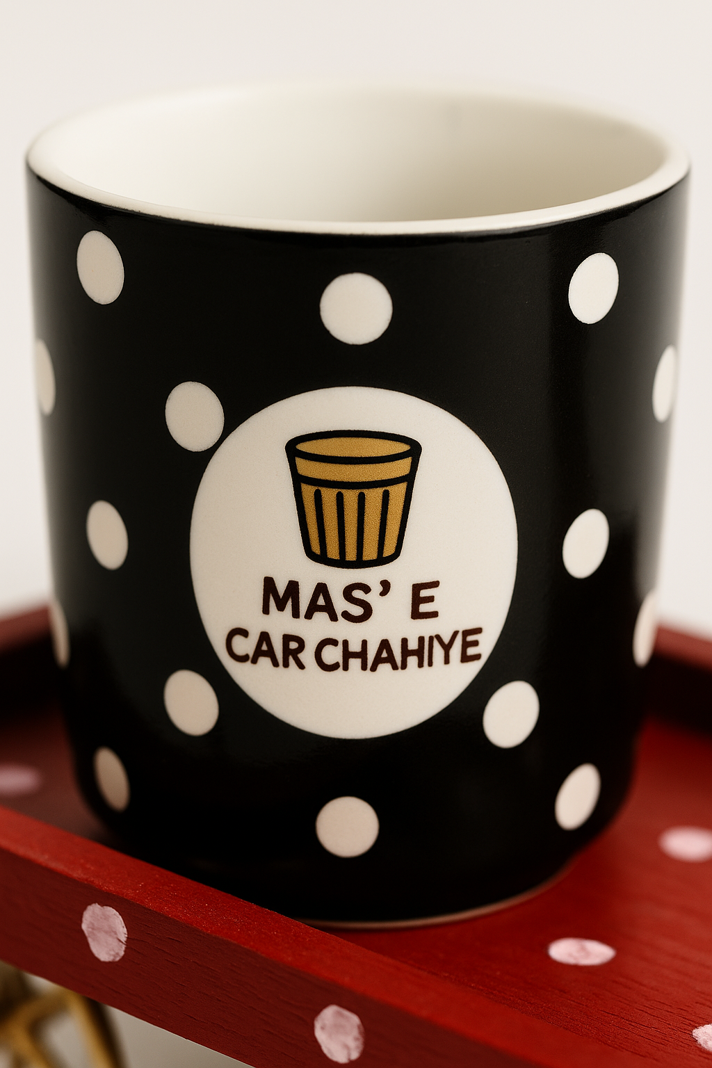 Chai Cup Gift Set with Wooden Cart | 6 Piece Ceramic Tea Cups | Handcrafted Indian Gift