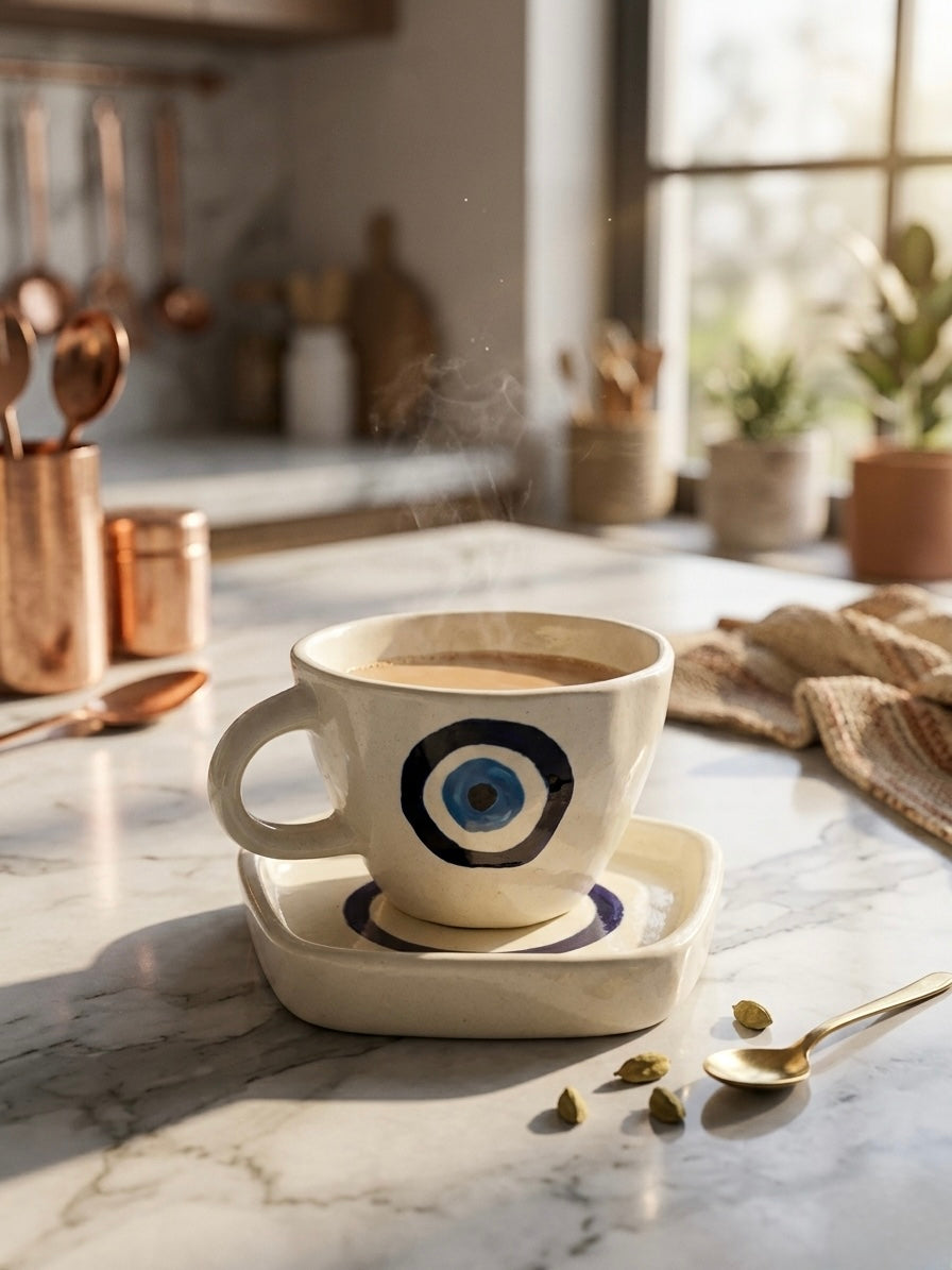 Nazar Chai Mug | Handcrafted Ceramic Mug with Nazar Design by GupShupCups