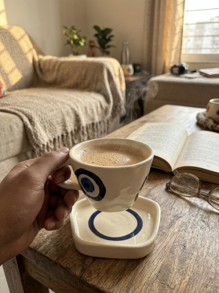 Nazar Chai Mug | Handcrafted Ceramic Mug with Nazar Design by GupShupCups